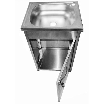 Хирургическая мойка 1х секционная из нержавеющей стали, чаша 375х435х180 мм, 400х500х870 мм, 20601 фото  в интернет-магазине Санкомп