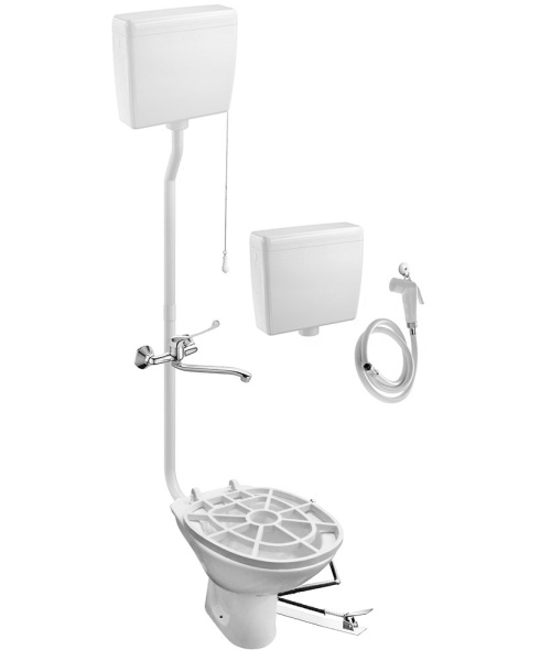 Видуар ОВАЛЬНЫЙ, с высоким бачком ПЛАСТИК, бачком для раствора ПЛАСТИК, ПЕДАЛЬЮ и СМЕСИТЕЛЕМ, 20301 фото в интернет-магазине СанКомп www.sancomp.ru