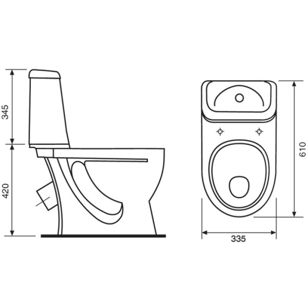 Унитаз компакт керамика косой выпуск (610х335х765) 1-режим арматура сидение ТП Микролифт, 819 фото  в интернет-магазине Санкомп