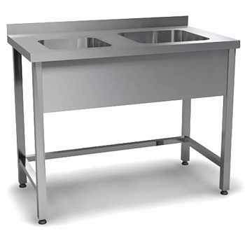 Хирургическая мойка 2х секции AISI 304 400х350х200 и 600х500х300 мм, каркас AISI 430 1200х600х850 мм фото  в интернет-магазине Санкомп