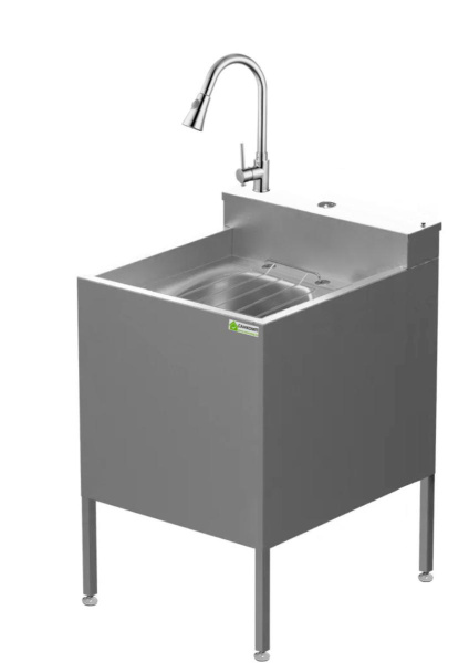 Видуар консольный из нержавеющей стали AISI 304 c бачком, смесителем с вытяжной лейкой, 20730  фото в интернет-магазине СанКомп www.sancomp.ru