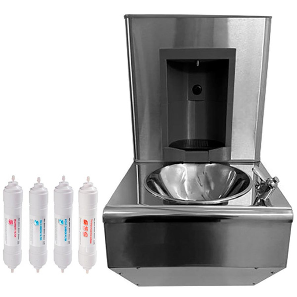 Станция питьевая кнопочная подвесная 2 чаши Х/В, С/Ф, Б/УФ, Б/Г, Б/ТО, Б/О, 420x440x875 26643 фото  в интернет-магазине Санкомп