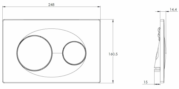 Кнопка смыва двойная круглая, хром глянец 22473 фото  в интернет-магазине Санкомп