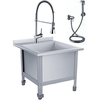 Слив технический из нержавеющей стали 530х600х550 мм, СМЕСИТЕЛЬ, ЛЕЙКА С КРАНОМ(ЭКОНОМ), 20578 фото  в интернет-магазине Санкомп