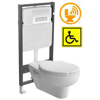 Унитаз для инвалидов МГН подвесной с инсталляцией СЕНСОР СИДЕНЬЕ С КРЫШКОЙ, 24749 фото  в интернет-магазине Санкомп
