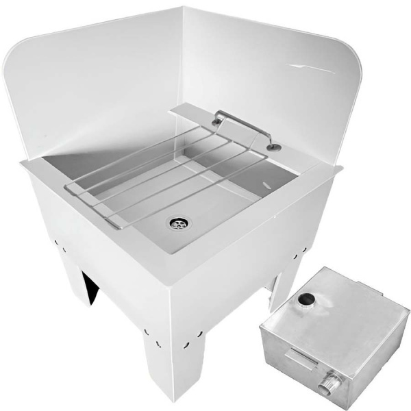 Слив технический  500х500х700 УГЛОВОЙ с решеткой из полипропилена вправо, ПЕСКОУЛОВИТЕЛЬ, 21143 фото  в интернет-магазине Санкомп