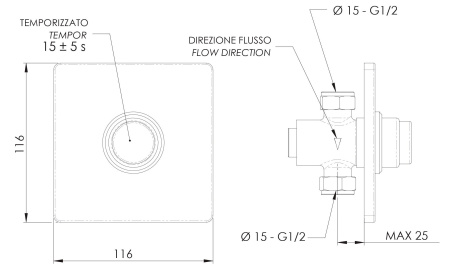 Кран для писсуара скрытый механический (Кнопка), 23344 фото  в интернет-магазине Санкомп