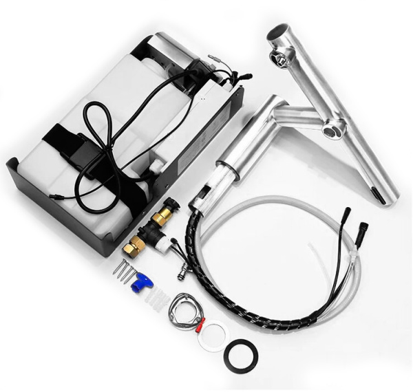 Смеситель для раковины сенсорный со встроенной сушилкой для рук и дозатором Матовый, 26611 фото  в интернет-магазине Санкомп