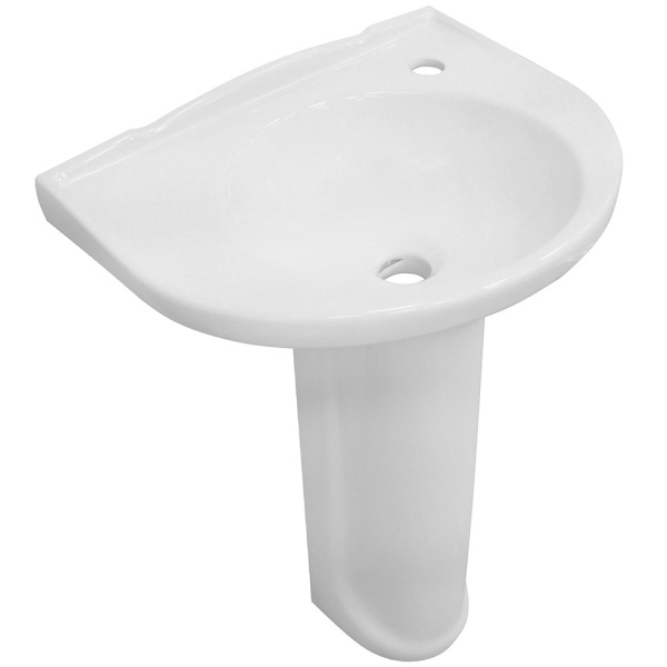 Умывальник на пьедестале ДЕТСКИЙ С/О справа, Б/П 48 см ПОЛУКРУГЛЫЙ (370х480х700) фото  в интернет-магазине Санкомп