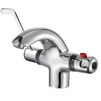 Смеситель для умывальника ЛОКТЕВОЙ ТЕРМОСТ, высота 145 мм, высота до излива 100 мм, 25090 фото  в интернет-магазине Санкомп