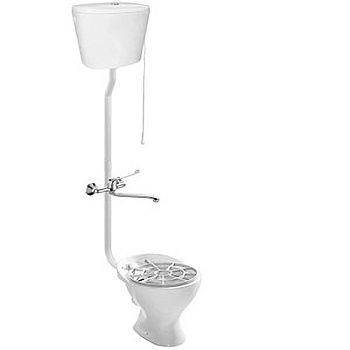 Слив технический СТ-2 горизонтальнй, бачок КЕРАМИКА, решетка пластик смеситель локтевой 30 см, 12831 фото  в интернет-магазине Санкомп