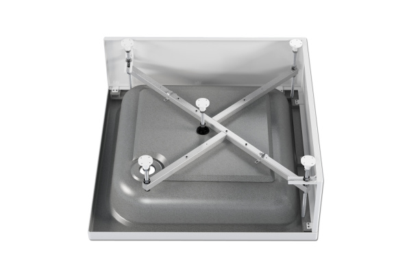 Поддон акриловый квадратный 900х900х300(150) мм, Ø 50 мм с экраном и ножками 21513  фото  в интернет-магазине Санкомп