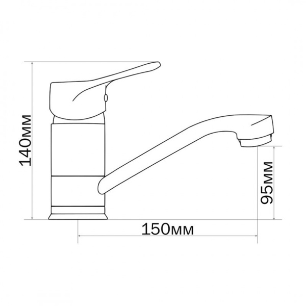 Смеситель нержавеющая сталь для раковины поворотный излив 145 мм фото  в интернет-магазине Санкомп