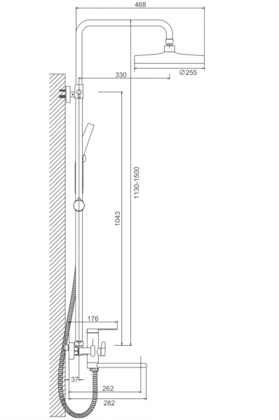 Душевая система с поворотным изливом верхний тропический душ и ручная лейка, нержавеющая сталь 25395 фото  в интернет-магазине Санкомп