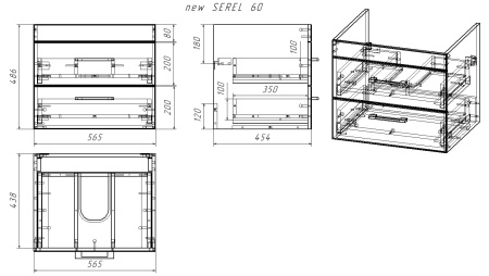 Тумба  60 см белый лак подвесная в комплекте с раковиной 60 см фото  в интернет-магазине Санкомп