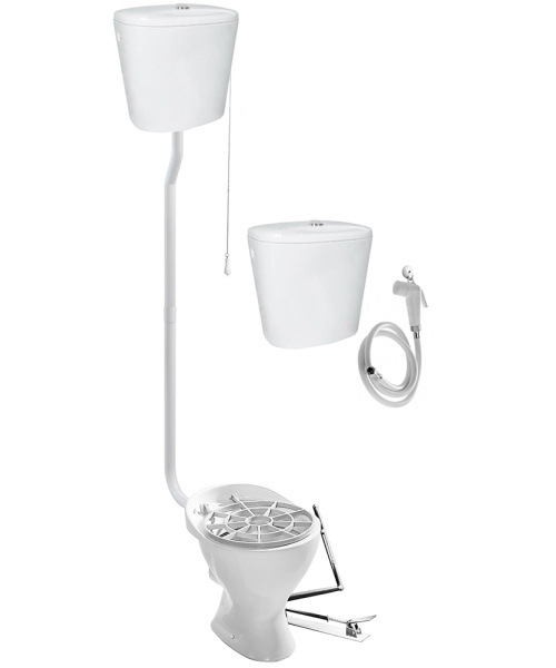 Видуар ВОРОНКООБРАЗНЫЙ, с высоким бачком КЕРАМИКА, бачком для раствора КЕРАМИКА и ПЕДАЛЬЮ, 8698 фото в интернет-магазине СанКомп www.sancomp.ru