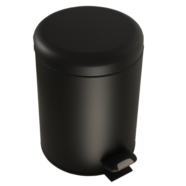 Ведро из нержавеющей стали с подъёмной крышкой 5 литров Черное, 21215 фото  в интернет-магазине Санкомп