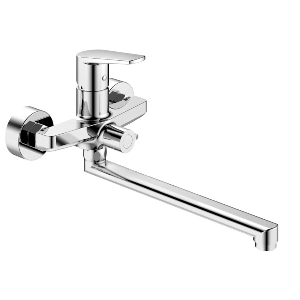 Смеситель для ванны настенный ОДНОРЫЧАЖНЫЙ, излив поворотный 272 мм, лейка 1 режим, 26201 фото  в интернет-магазине Санкомп