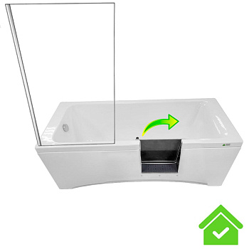 Ванна с дверцей перегородка хром матовая антискольжение 175х75х63 мм СЛИВ СЛЕВА ДВЕРЦА СПРАВА, 22757 фото  в интернет-магазине Санкомп