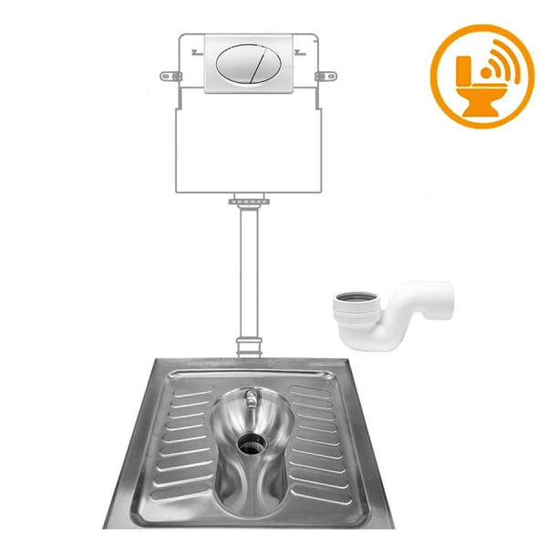 Чаша Генуя НЕРЖАВЕЮЩАЯ с АВТОМАТИЧЕСКОЙ ИНСТАЛЛЯЦИЕЙ (220В) сифон ГОРИЗОНТАЛЬНЫЙ, 18079 фото  в интернет-магазине Санкомп