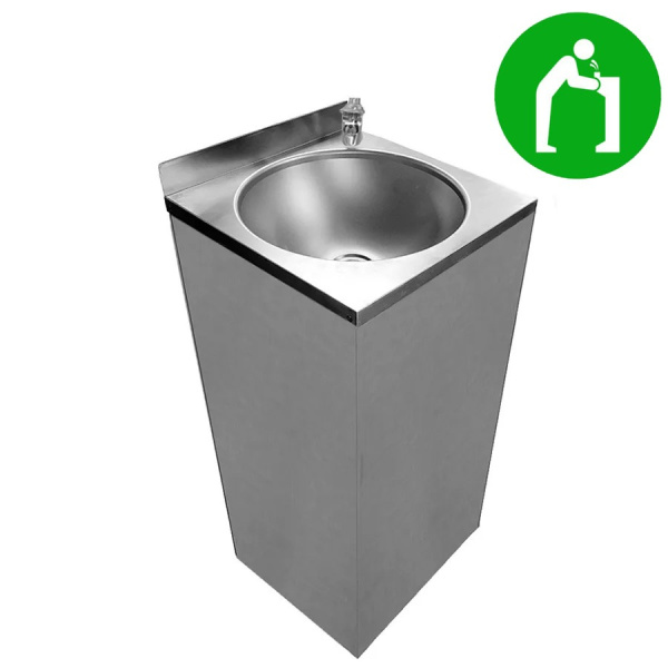 Фонтанчик питьевой кнопочный напольный 1 чаша Х/В, Б/Ф, Б/УФ, Б/Г, Б/ТО, AISI 304, 400х400х870 27036 фото  в интернет-магазине Санкомп
