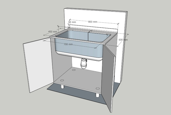 Ванна-мойка раковина для медицинского инвентаря 600х800х265 мм литьевой мрамор на тумбе, 23368 фото  в интернет-магазине Санкомп