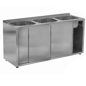 Хирургическая мойка 3х секционная из нержавейки (500х500х300 мм) двери купе 1800х700х870, 23684 фото  в интернет-магазине Санкомп