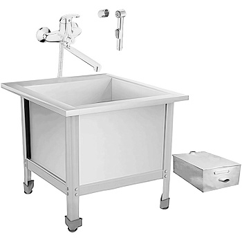 Слив технический из нержавеющей стали 730х730х600 мм СМЕСИТЕЛЬ, ПЕСКОУЛОВИТЕЛЬ, ЛЕЙКА, 18172 фото  в интернет-магазине Санкомп