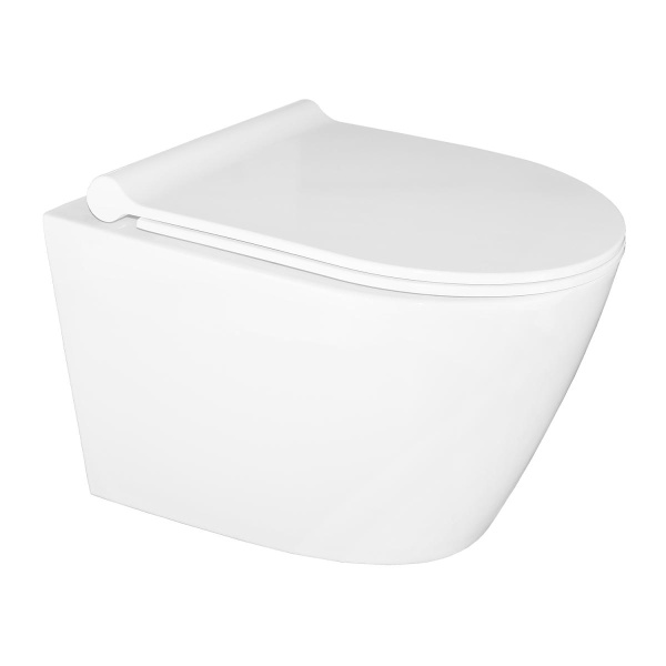 Унитаз подвесной БЕЗОБОДКОВЫЙ (360х480х360) С УЛЬТРАТОНКИМ СИДЕНЬЕМ МИКРОЛИФТ 22559  фото  в интернет-магазине Санкомп