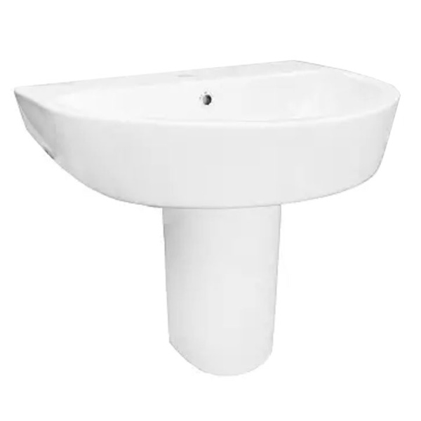 Умывальник с полупьедесталом с переливом и отверстием под смеситель (460х600х500) 22052 фото  в интернет-магазине Санкомп