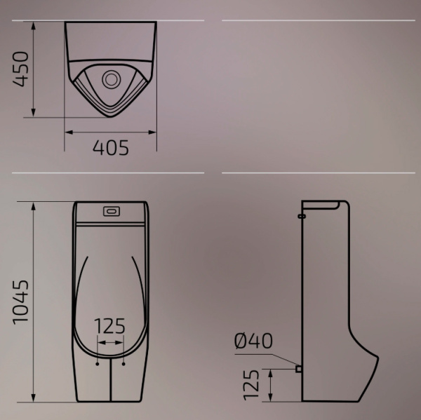 Писсуар напольный керамический, вход сзади (420х410х1050) в комплекте с СЕНСОРОМ и сифоном, 24352 фото  в интернет-магазине Санкомп