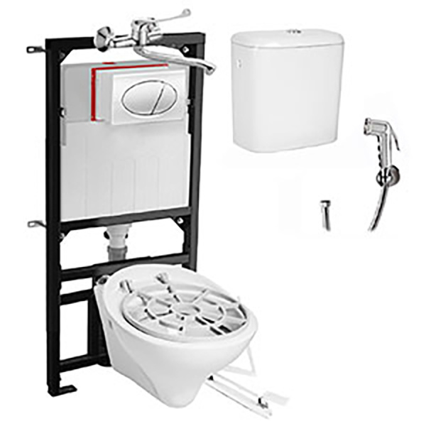 Видуар ПОДВЕСНОЙ КРУГЛЫЙ, с инсталляцией, бачком для раствора КЕРАМИКА С ПЕДАЛЬЮ И СМЕСИТЕЛЕМ, 16978 фото арт.16978