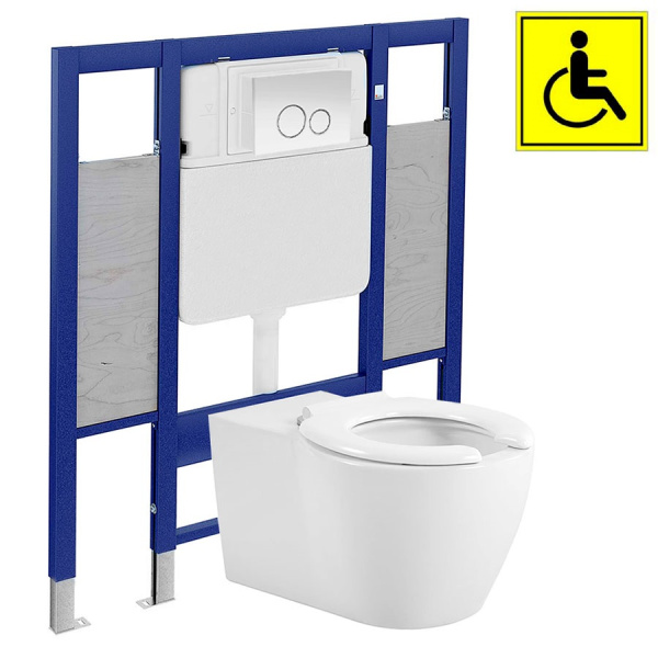 Унитаз для инвалидов МГН подвесной с инсталляцией Сиденье Без крышки, крепление, 27118 фото  в интернет-магазине Санкомп