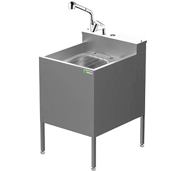 Видуар из нержавейки AISI 304 моноблок c бачком, смесителем с вытяжной лейкой и дозатором, 20627 фото в интернет-магазине СанКомп www.sancomp.ru