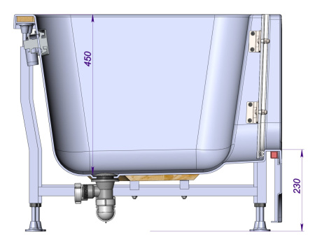 Ванна для инвалидов и пожилых со стеклянной дверцей лежачая левая 1500х750х545 мм, 22778 фото  в интернет-магазине Санкомп