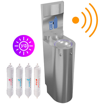 Станция питьевая автоматическая напольная 2 чаши Х/В, С/Ф, С/УФ, Б/Г, Б/ТО, Б/О, 290x390x1390 26605 фото  в интернет-магазине Санкомп