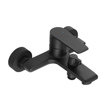 Смеситель для ванны настенный ОДНОРЫЧАЖНЫЙ, черный матовый, лейка 1 режим, шланг 150 см, 22745  фото  в интернет-магазине Санкомп