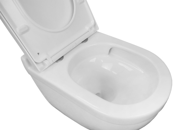 Унитаз подвесной БЕЗОБОДКОВЫЙ (520х360х410) смыв "Торнадо" СИДЕНЬЕМ МИКРОЛИФТ 22579  фото  в интернет-магазине Санкомп