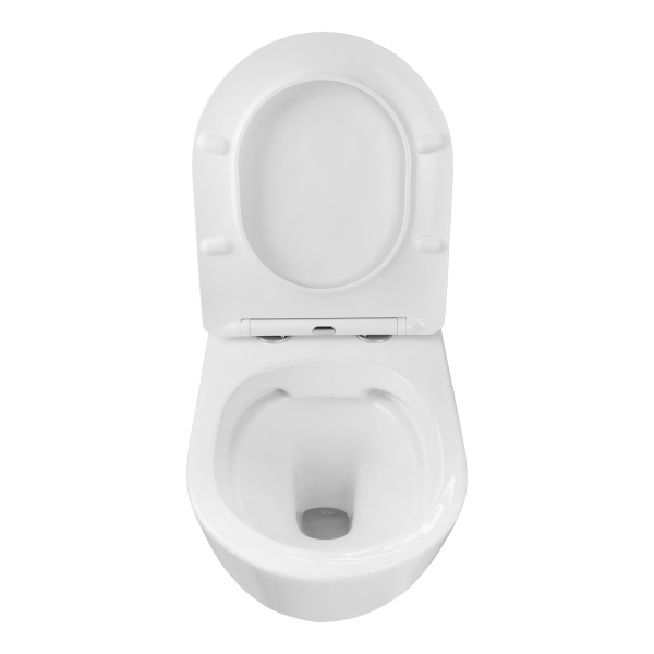 Унитаз БЕЗОБОДКОВЫЙ с быстросъемным сиденьем микролифт, инсталляция с кнопкой 22458  фото  в интернет-магазине Санкомп