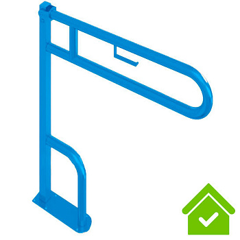 Поручень синий напольный подъёмный с держателем для бумаги из нержавеющей стали 870х100х770, 20881 фото  в интернет-магазине Санкомп