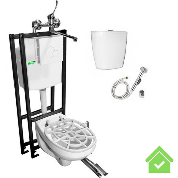 Видуар ПОДВЕСНОЙ ЭКОНОМ с инсталляцией стоящей бачок для раствора ПЛАСТИК ПЕДАЛЬ СМЕСИТЕЛЬ, 25178 фото в интернет-магазине СанКомп www.sancomp.ru