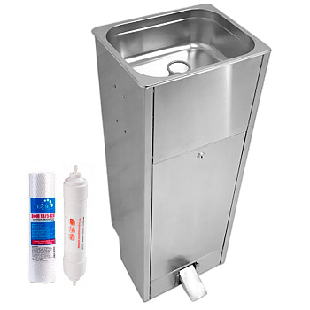 Фонтанчик питьевой педальный напольный 1 чаша Х/В, Б/Ф, Б/УФ, Б/Г, Б/ТО, AISI 304, 325х265х870 26577 фото  в интернет-магазине Санкомп