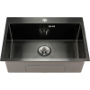 Мойка врезная нержавейка 650х450x200 мм С/О МАТОВАЯ ГРАФИТ с сифоном, 17849 фото  в интернет-магазине Санкомп