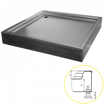 Поддон из нержавеющей стали квадратный (1000х1000х140) фото  в интернет-магазине Санкомп