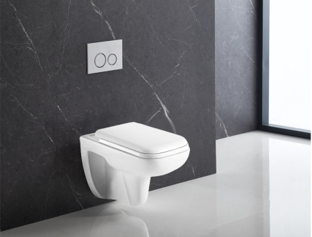 Унитаз подвесной БЕЗОБОДКОВЫЙ (550х350х375) С СИДЕНЬЕМ МИКРОЛИФТ 22592  фото  в интернет-магазине Санкомп