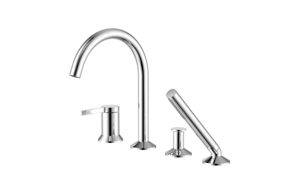 Смеситель на борт ванны излив каскадный на 4 отверстия, хром, 22315 фото  в интернет-магазине Санкомп