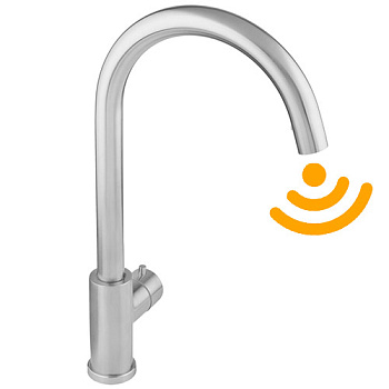 Смеситель сенсорный для раковины ВЫСОКИЙ, смешивание на корпусе, питание USB, 19674 фото  в интернет-магазине Санкомп