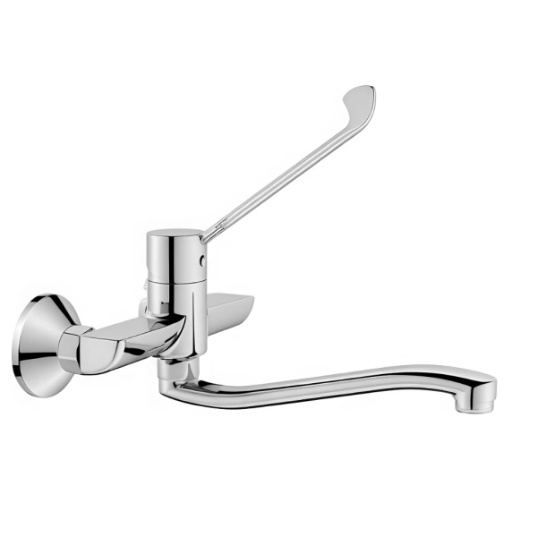 Смеситель ЛОКТЕВОЙ (ХИРУРГИЧЕСКИЙ) настенный, с поворотным изливом 30 см, 23627 фото  в интернет-магазине Санкомп