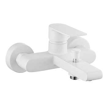 Смеситель для ванны настенный, излив короткий матовый белый, без душа и лейки, 22308 фото  в интернет-магазине Санкомп