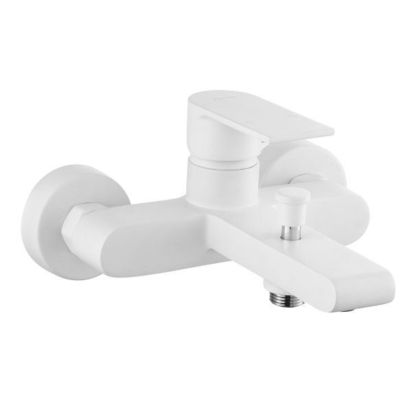 Смеситель для ванны настенный, излив короткий матовый белый, без душа и лейки, 22308 фото  в интернет-магазине Санкомп